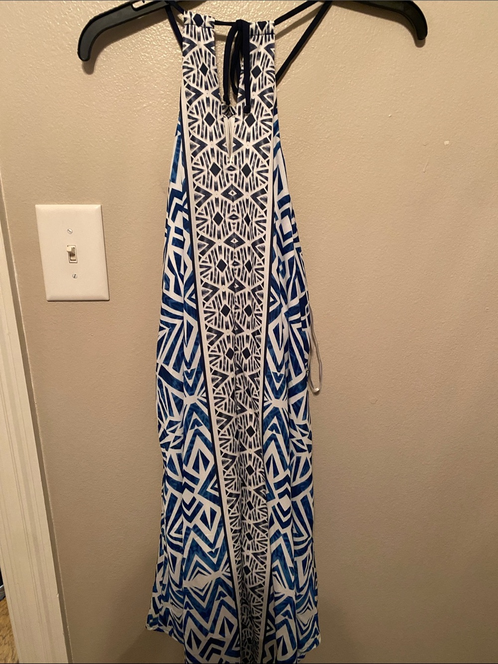 New without tag Blue & White Geometric Halter Dress - Picture 4 of 4